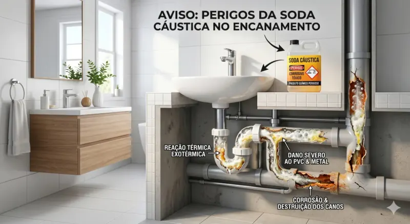 Produto químico perigoso perto de canos de PVC